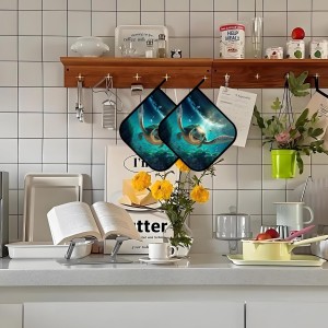 Cute Turtle Pot Holders Set of 2,Sea Animals Kitchen Heat Resistant Potholders for Microwave Cooking Baking Oven and BBQ Gifts for Women