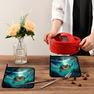 Cute Turtle Pot Holders Set of 2,Sea Animals Kitchen Heat Resistant Potholders for Microwave Cooking Baking Oven and BBQ Gifts for Women