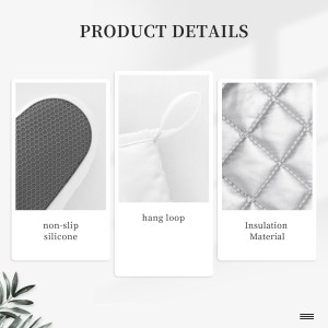 Oven Mitts and Pot Holders White Gold Marble Abstract Silicone Kitchen Accessories Set of 2 Heat Resistant Long Gloves Potholder Non-Slip Grip for Chef Cooking,Baking,Grilling,BBQ