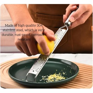 13.5 inch Lemon Zester, 304 Stainless Steel Cheese Grater, Kitchen Tool Metal Zester for Vegetable Fruits, Ginger, Garlic, Nutmeg, Chocolate, Citrus, Lime Zesters & Grater.