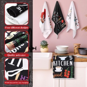 Leinuosen 8 Pcs Cuisine Kitchen Decor Accessories Set Farmhouse Towels Oven Mitts Pot Holders Dishcloths Set Kitchen Decorative Absorbent Gloves Potholders for Chef Baking Cooking
