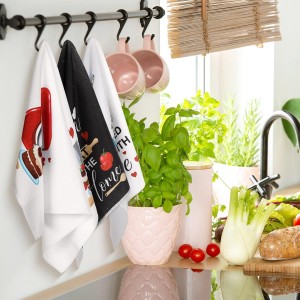 Leinuosen 8 Pcs Cuisine Kitchen Decor Accessories Set Farmhouse Towels Oven Mitts Pot Holders Dishcloths Set Kitchen Decorative Absorbent Gloves Potholders for Chef Baking Cooking