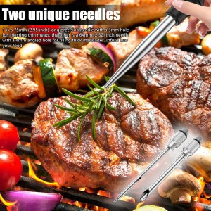 8-Piece Stainless Steel Turkey Baster Set, Meat Marinade Injector with 4 Needles & Cleaning Brush, Silicone Bulb Syringe for BBQ Thanksgiving Kitchen Cooking