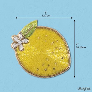 Karma, Lemon Beaded Drink Coasters Set of 4, Summer Round Beaded Coasters for Dinning Table and Coffee Table, Lemon