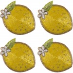 Karma, Lemon Beaded Drink Coasters Set of 4, Summer Round Beaded Coasters for Dinning Table and Coffee Table, Lemon