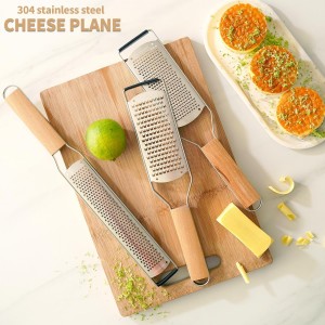 Professional Cheese Graters for Kitchen Stainless Steel Handheld,Durable Rust-Proof Metal Lemon Zester Grater With Wood Handle for Cheese,Chocolate,Spices,Kitchen Gadgets (Square Hole)