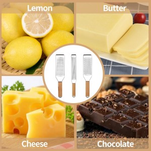 Professional Cheese Graters for Kitchen Stainless Steel Handheld,Durable Rust-Proof Metal Lemon Zester Grater With Wood Handle for Cheese,Chocolate,Spices,Kitchen Gadgets (Square Hole)