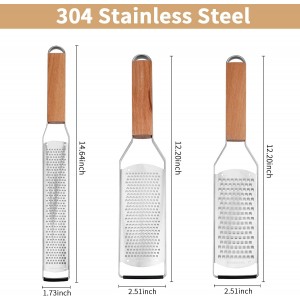 Professional Cheese Graters for Kitchen Stainless Steel Handheld,Durable Rust-Proof Metal Lemon Zester Grater With Wood Handle for Cheese,Chocolate,Spices,Kitchen Gadgets (Square Hole)