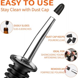 72 PACK Femilkt Liquor Pour Spout With Dust Caps,Stainless Steel Pourers Spouts for Liquor Bottles,Bottle Pourers for Alcohol, Olive Oil - Speed Pourers, Bar Bartender Accessories