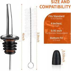 72 PACK Femilkt Liquor Pour Spout With Dust Caps,Stainless Steel Pourers Spouts for Liquor Bottles,Bottle Pourers for Alcohol, Olive Oil - Speed Pourers, Bar Bartender Accessories
