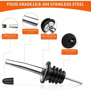 72 PACK Femilkt Liquor Pour Spout With Dust Caps,Stainless Steel Pourers Spouts for Liquor Bottles,Bottle Pourers for Alcohol, Olive Oil - Speed Pourers, Bar Bartender Accessories