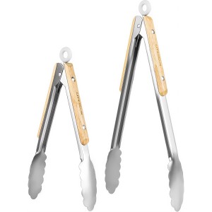Stainless Steel Kitchen Tongs with Oak W...