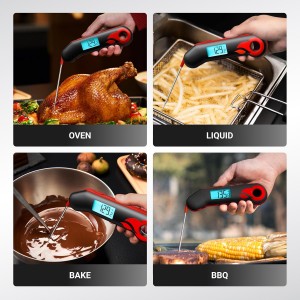 ThermoMaven Professional Meat Thermometer, Instant Read in 0.5 Sec, NIST Certified Accuracy ±0.5°F, IP67 Waterproof, Ambidextrous Backlight & Auto-Rotating Display, for BBQ/Grill/Cooking, Black&Red