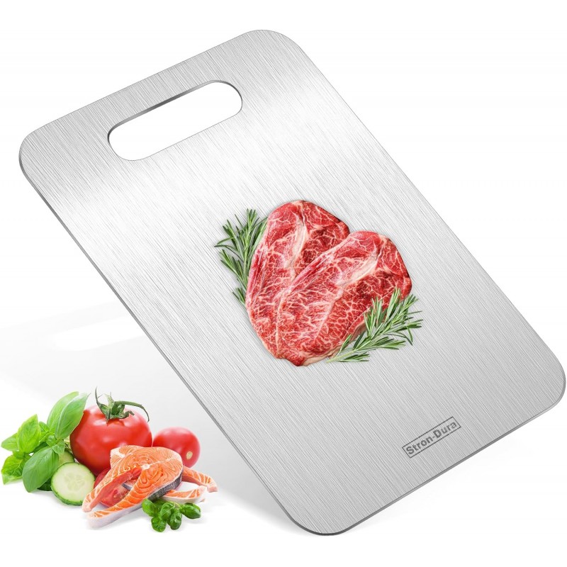 Cutting Board, Cutting Boards for Kitchen, Titanium Cutting Board, Foodgrade Stainless Steel Cutting Board for Meat,Fruit, Vegetables, Outdoor or Indoor, M 13.4" * 9"