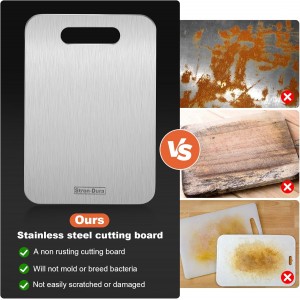 Cutting Board, Cutting Boards for Kitchen, Titanium Cutting Board, Foodgrade Stainless Steel Cutting Board for Meat,Fruit, Vegetables, Outdoor or Indoor, M 13.4" * 9"
