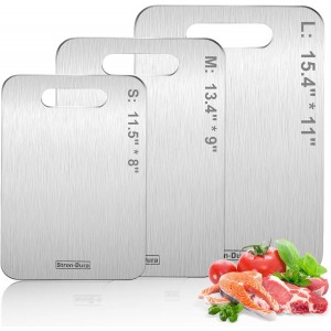 Cutting Board, Cutting Boards for Kitchen, Titanium Cutting Board, Foodgrade Stainless Steel Cutting Board for Meat,Fruit, Vegetables, Outdoor or Indoor, M 13.4" * 9"