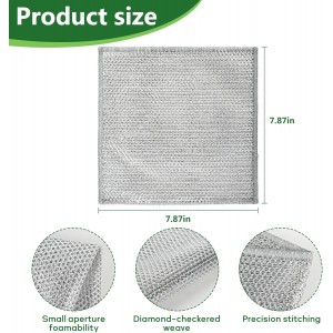 6PCS Double-Layer Wire Dishcloth, Non-Scratch Wire Dishwashing Rags, Multipurpose Wire Cleaning Cloths for Home/Kitchen(7.87''x7.87'')