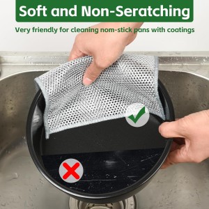 6PCS Double-Layer Wire Dishcloth, Non-Scratch Wire Dishwashing Rags, Multipurpose Wire Cleaning Cloths for Home/Kitchen(7.87''x7.87'')