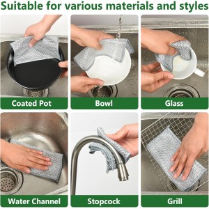 6PCS Double-Layer Wire Dishcloth, Non-Scratch Wire Dishwashing Rags, Multipurpose Wire Cleaning Cloths for Home/Kitchen(7.87''x7.87'')