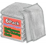 6PCS Double-Layer Wire Dishcloth, Non-Scratch Wire Dishwashing Rags, Multipurpose Wire Cleaning Cloths for Home/Kitchen(7.87''x7.87'')