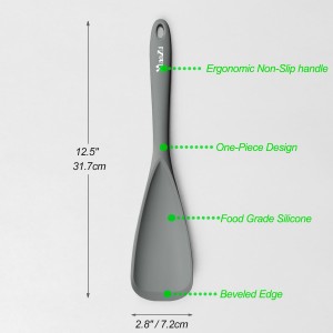 Silicone Spatula Spoon, Great for Both Cooking and Serving Durable BPA-Free Matte Black Silicone, Seamless Design, Safe for Nonstick Cooking Surfaces, 2-Pcs, Gray