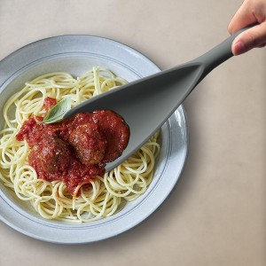 Silicone Spatula Spoon, Great for Both Cooking and Serving Durable BPA-Free Matte Black Silicone, Seamless Design, Safe for Nonstick Cooking Surfaces, 2-Pcs, Gray