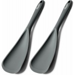 Silicone Spatula Spoon, Great for Both Cooking and Serving Durable BPA-Free Matte Black Silicone, Seamless Design, Safe for Nonstick Cooking Surfaces, 2-Pcs, Gray