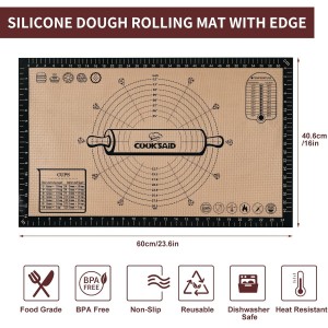 Cook's Aid Silicone Pastry Mat Extra Large with Measurements 26''x16'' for Reusable,Non-slip Silicone Baking Mat, Counter, Dough Rolling, Oven Liner,Fondant/Pie Crust,Dark Gray