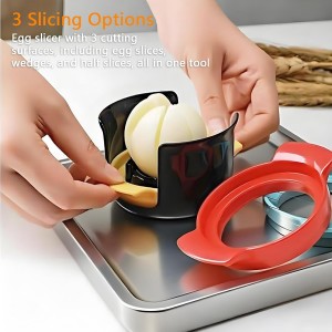 3-in-1 Egg Slicer for Hard Boiled Eggs, Stainless Steel Wire Egg Cutter/Dicer with Plastics Non-Slip Base, Multi-Purpose Kitchen Tool for Soft Fruits, Strawberries, Mushrooms, Easy to Clean