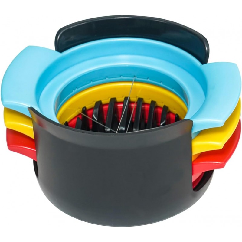 3-in-1 Egg Slicer for Hard Boiled Eggs, Stainless Steel Wire Egg Cutter/Dicer with Plastics Non-Slip Base, Multi-Purpose Kitchen Tool for Soft Fruits, Strawberries, Mushrooms, Easy to Clean