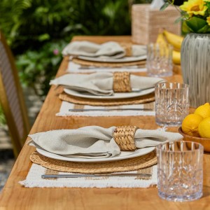 YANGQIHOME Boho Placemats Set of 6, Farmhouse Rustic Woven Placemats for Dining Table Decor, Handmade Braided Place Mats in Natural Cotton Jute and Water Straw for Kitchen Table