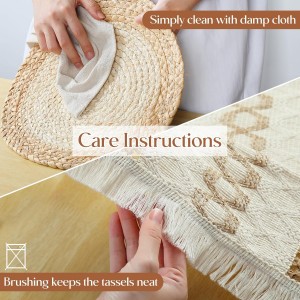 YANGQIHOME Boho Placemats Set of 6, Farmhouse Rustic Woven Placemats for Dining Table Decor, Handmade Braided Place Mats in Natural Cotton Jute and Water Straw for Kitchen Table
