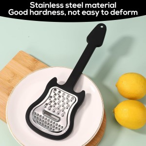 Handheld Cheese Grater, Stainless Steel Shredder with Handle Multi-Functional Guitar Shaped Kitchen Slicer Grater Zester for Cheese, Vegetables, Fruit, Salad