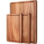 Acacia Wood Cutting Boards Set with Juice Groove & Handles for Kitchen 3-Piece Charcuterie Chopping Board for Meat Cheese Fruits Vegetables