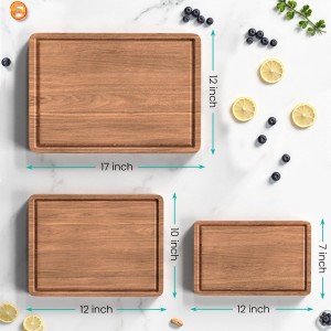 Acacia Wood Cutting Boards Set with Juice Groove & Handles for Kitchen 3-Piece Charcuterie Chopping Board for Meat Cheese Fruits Vegetables