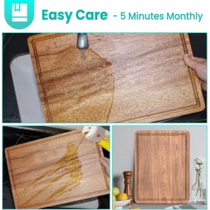 Acacia Wood Cutting Boards Set with Juice Groove & Handles for Kitchen 3-Piece Charcuterie Chopping Board for Meat Cheese Fruits Vegetables