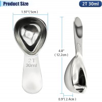 2Pcs 30ml Coffee Scoop 2 Tablespoon, 304 Stainless Steel Measuring Coffee Scoop, Short Handled Measure Scooper for Ground Coffee, Tea, Sugar, Flour, Bean in Canister