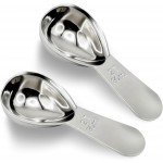 2Pcs 30ml Coffee Scoop 2 Tablespoon, 304 Stainless Steel Measuring Coffee Scoop, Short Handled Measure Scooper for Ground Coffee, Tea, Sugar, Flour, Bean in Canister