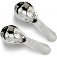 2Pcs 30ml Coffee Scoop 2 Tablespoon, 304 Stainless Steel Measuring Coffee Scoop, Short Handled Measure Scooper for Ground Coffee, Tea, Sugar, Flour, Bean in Canister