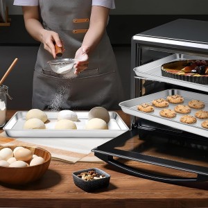 Homikit 2 Pack Baking Sheet, 9 x 13 Inches Stainless Steel Quarter Sheet Pan Set for Baking Cooking Toasting, Metal Cookie Tray Fits Toaster Oven, Non Stick & Rust Free, Dishwasher Safe