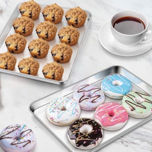 Homikit 2 Pack Baking Sheet, 9 x 13 Inches Stainless Steel Quarter Sheet Pan Set for Baking Cooking Toasting, Metal Cookie Tray Fits Toaster Oven, Non Stick & Rust Free, Dishwasher Safe