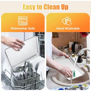 Homikit 2 Pack Baking Sheet, 9 x 13 Inches Stainless Steel Quarter Sheet Pan Set for Baking Cooking Toasting, Metal Cookie Tray Fits Toaster Oven, Non Stick & Rust Free, Dishwasher Safe