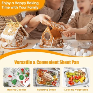 Homikit 2 Pack Baking Sheet, 9 x 13 Inches Stainless Steel Quarter Sheet Pan Set for Baking Cooking Toasting, Metal Cookie Tray Fits Toaster Oven, Non Stick & Rust Free, Dishwasher Safe