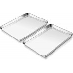 Homikit 2 Pack Baking Sheet, 9 x 13 Inches Stainless Steel Quarter Sheet Pan Set for Baking Cooking Toasting, Metal Cookie Tray Fits Toaster Oven, Non Stick & Rust Free, Dishwasher Safe