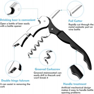 Wine Opener Professional Waiter's Corkscrew Wine Opener Set - Stainless Steel Wine Key with Foil Cutter, Multifunctional Bottle Opener for Wine & Beer