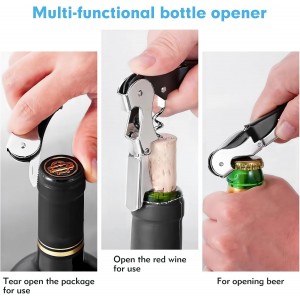 Wine Opener Professional Waiter's Corkscrew Wine Opener Set - Stainless Steel Wine Key with Foil Cutter, Multifunctional Bottle Opener for Wine & Beer