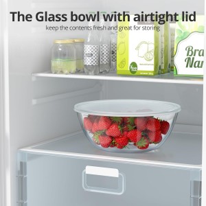 4.7 Qt Extra Large Glass Mixing Bowls Clear Glass Salad Cooking Bowls for Kitchen Salad Bread Storage