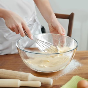 4.7 Qt Extra Large Glass Mixing Bowls Clear Glass Salad Cooking Bowls for Kitchen Salad Bread Storage