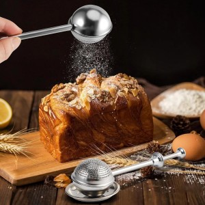 Flour Duster for Baking, 1 PCS Flour Sifter for Baking Powdered Sugar Shaker Duster, 304 Stainless Steel Dusting Wand Sprinkler and Tools，Spices and Tea Strainers (1)