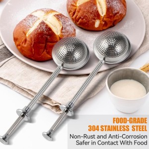 Flour Duster for Baking, 1 PCS Flour Sifter for Baking Powdered Sugar Shaker Duster, 304 Stainless Steel Dusting Wand Sprinkler and Tools，Spices and Tea Strainers (1)